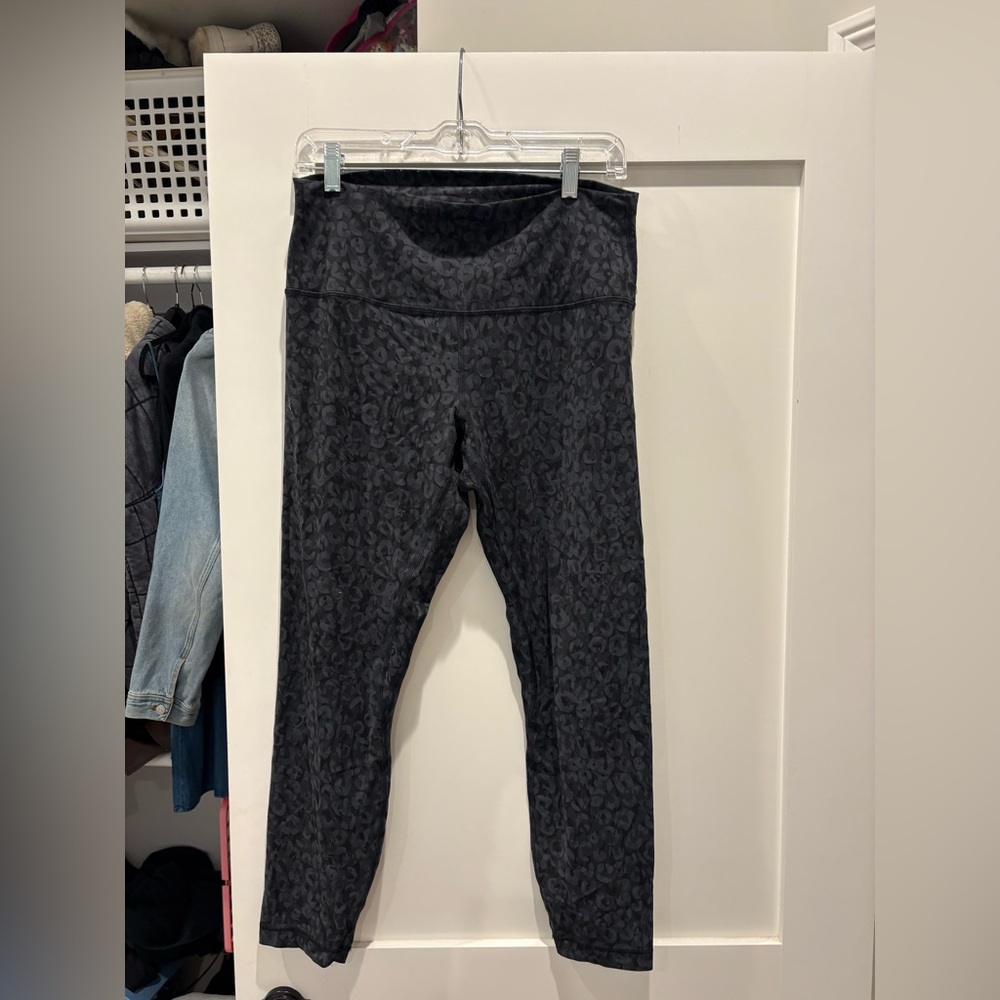 Lulu High-Waist Black Leopard Print Leggings. Some pilling